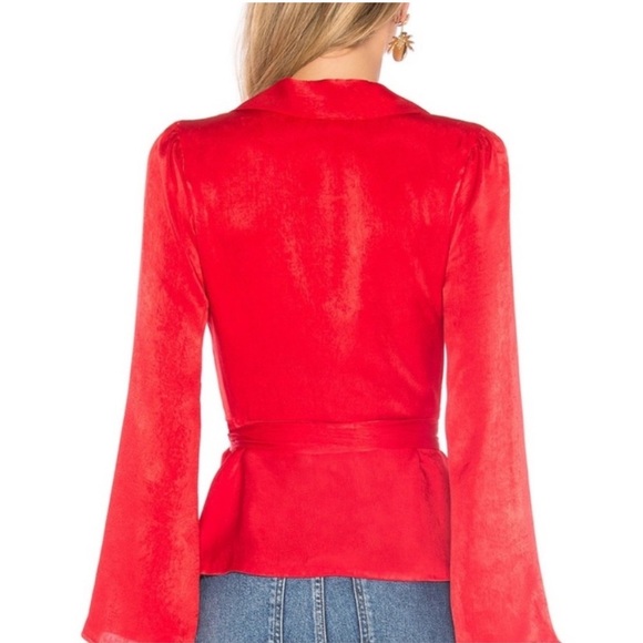 L'Academie Red Sexy Low Cut V “The Russell” Blouse- XS - Picture 3 of 14